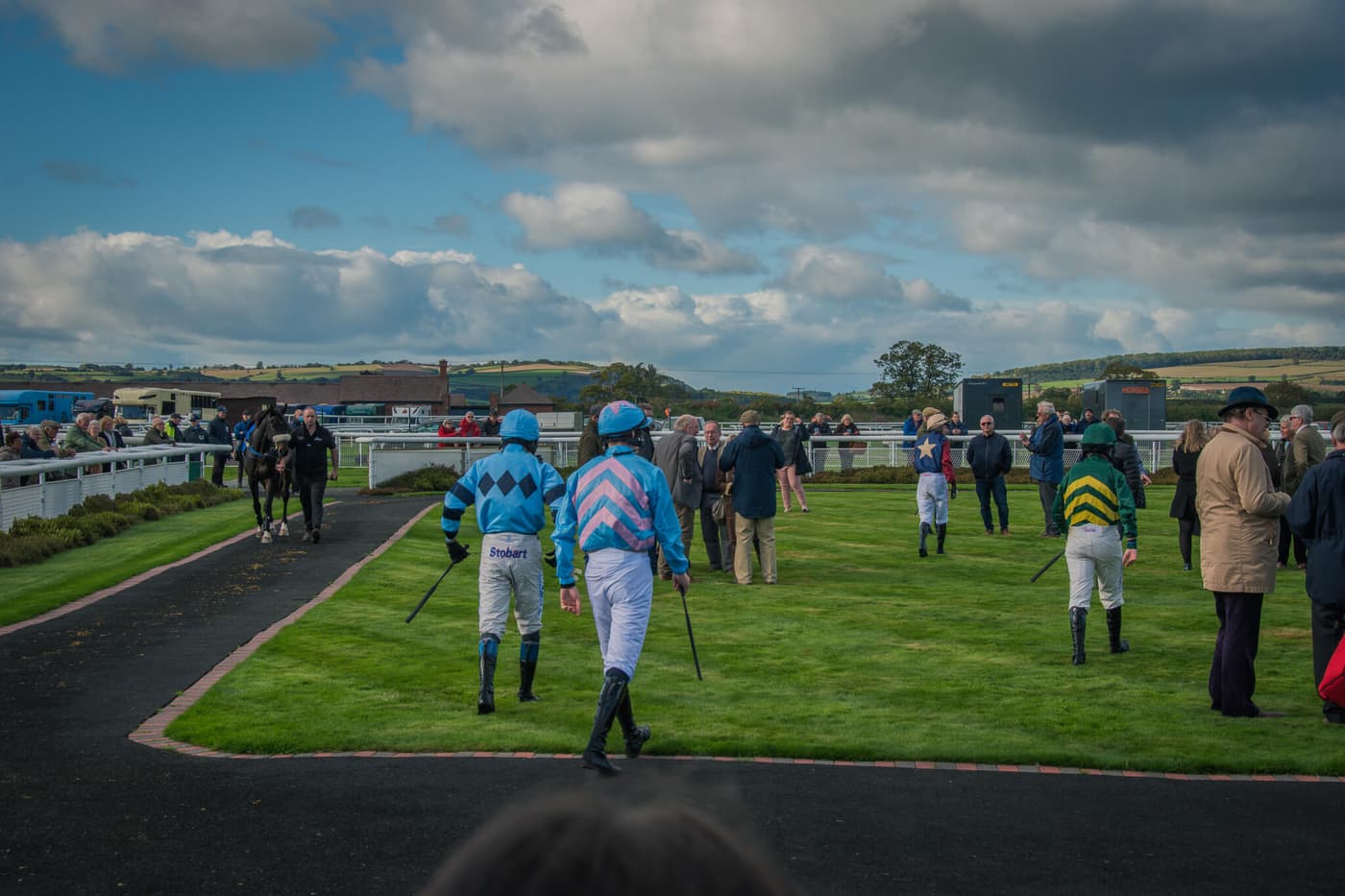 Jockeys walking out to the course at Ludlow